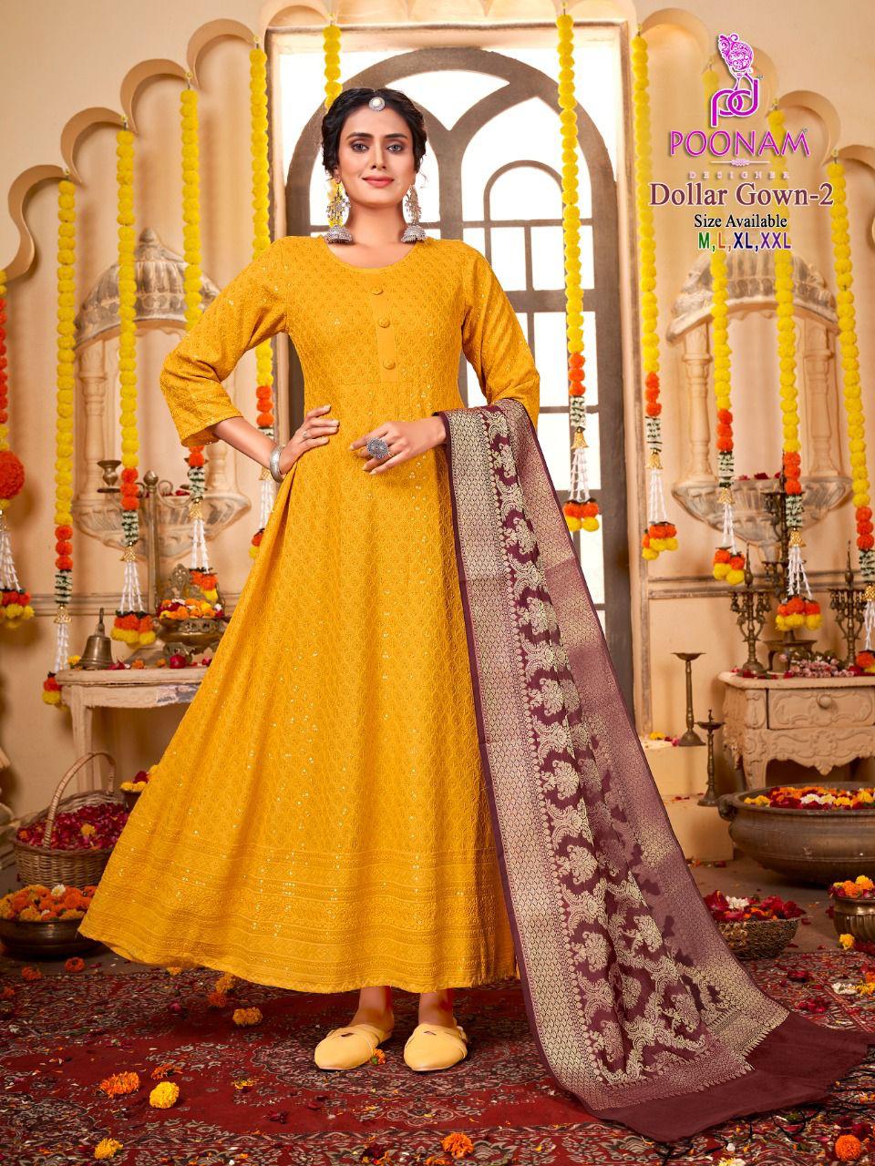 Poonam Dollar Gown 2 Wholesale Kurti With Dupatta Collection